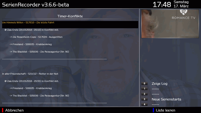Screenshot für eine Konflikt-Liste