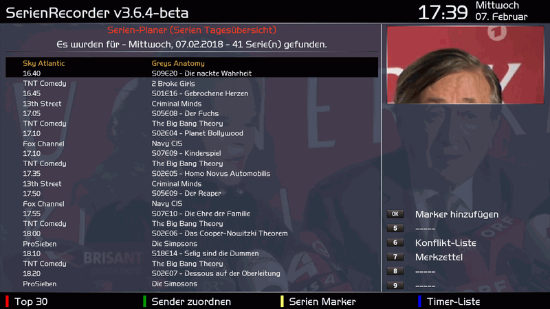 Serien-Planer Ansicht im SerienRecorder