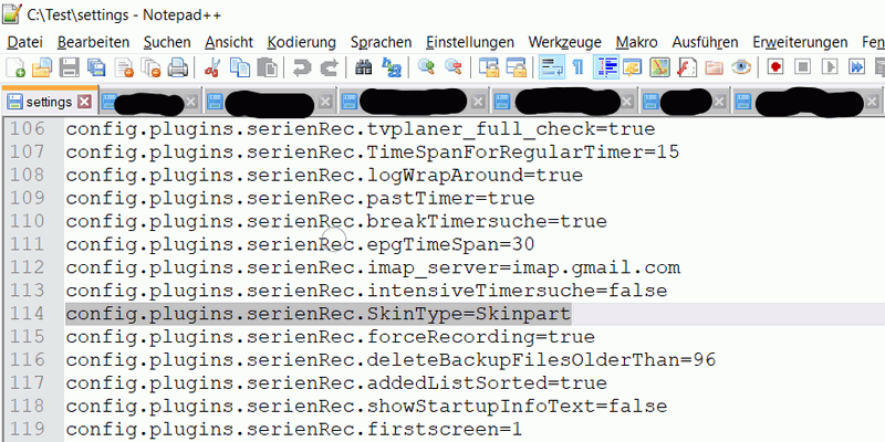 settings-Datei bearbeiten