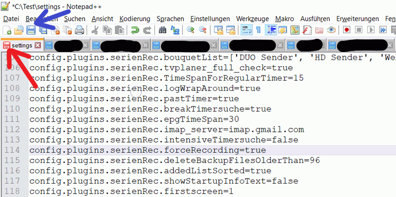 settings-Datei bearbeiten
