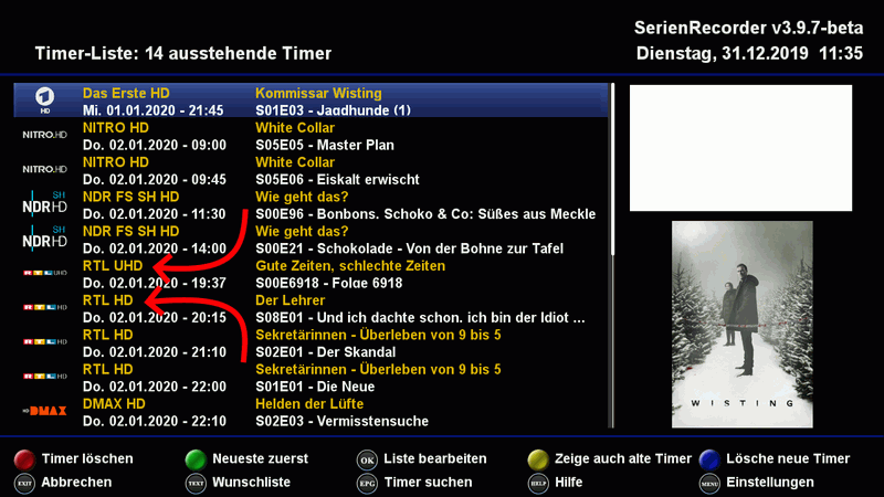 Timer-Liste